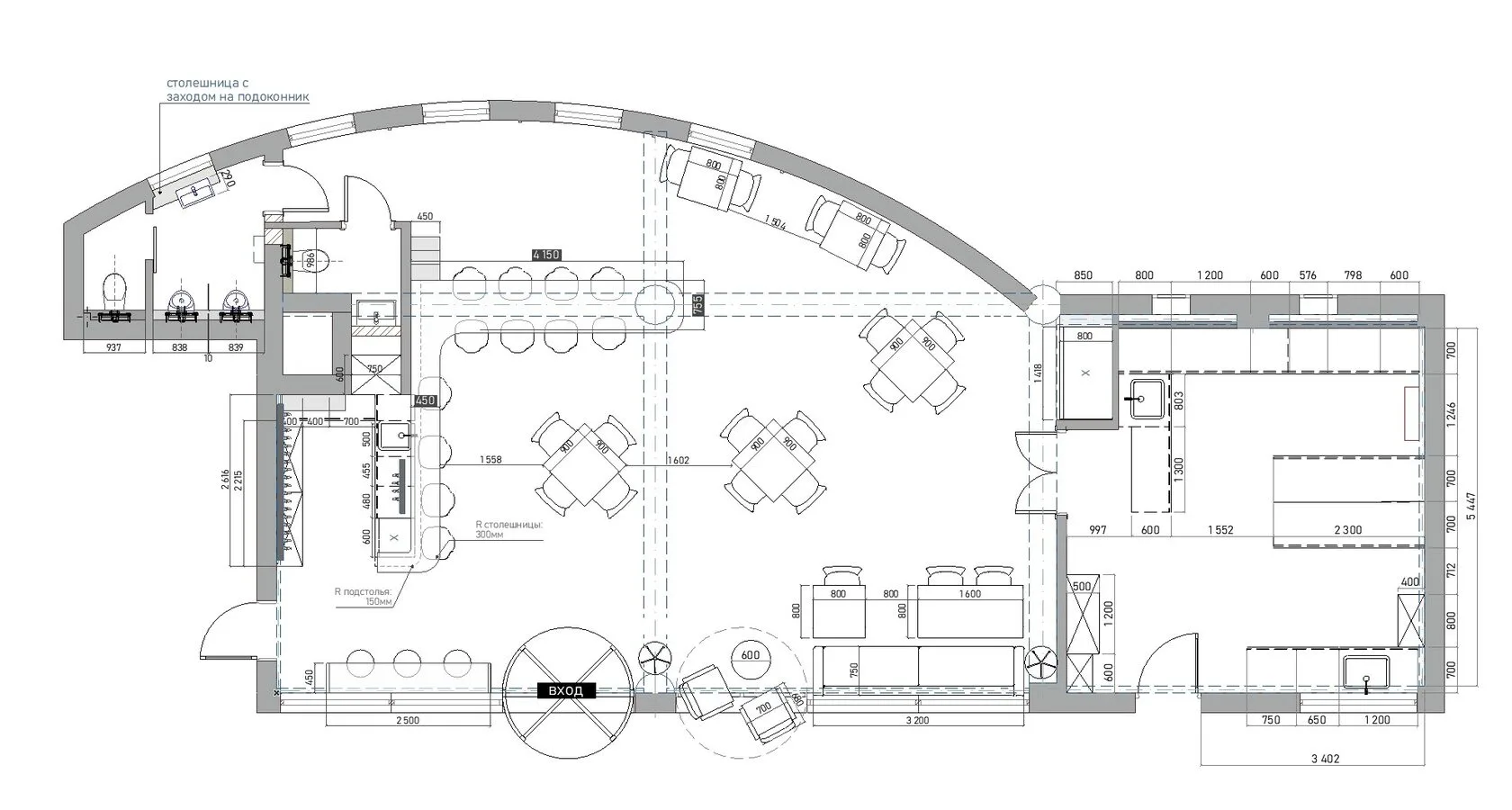 Bar u brutalnom industrijskom stilu – plan 2