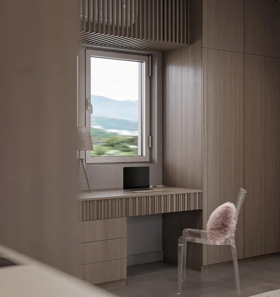 Ergonomičan studio sa skrivenom kuhinjom – vizualizacija 2